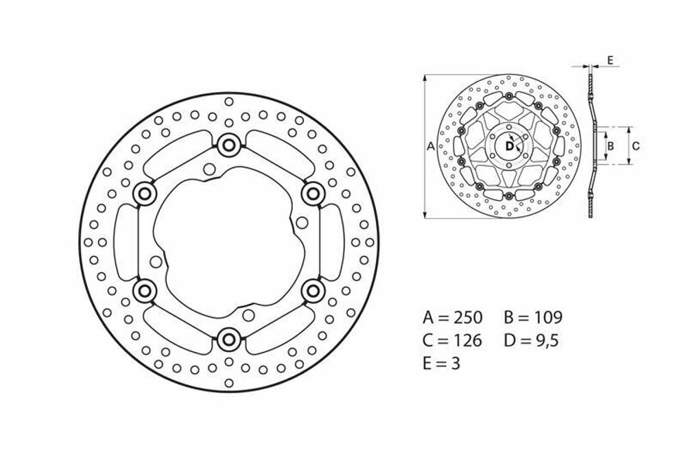 SP 1035576 BREMBO Serie Oro rund schwimmend Bremsscheibe passend fuer KAWASAKI KX 450 F