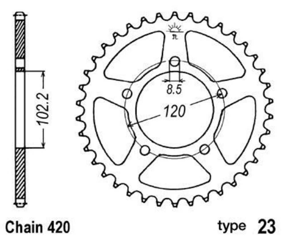 SP 1047660 B1 Standard Stahlritzel hinten - 420 passend fuer APRILIA RS 50