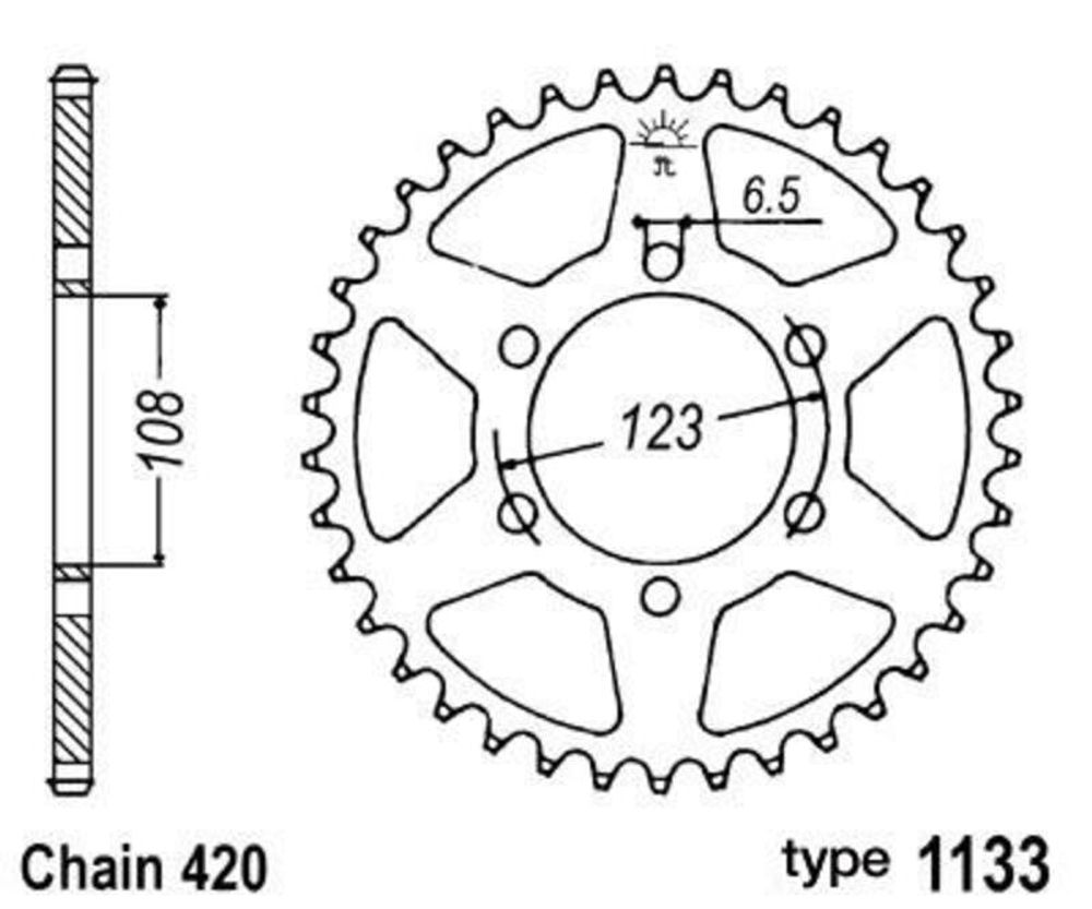 SP 1047666 B1 Standard Stahlritzel hinten - 420 passend fuer PEUGEOT XR6 50 2T