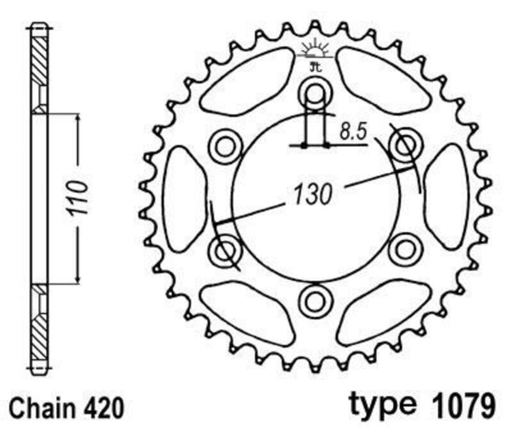 SP 1047671 B1 Standard Stahlritzel hinten - 420 passend fuer CPI SUPERMOTO 50