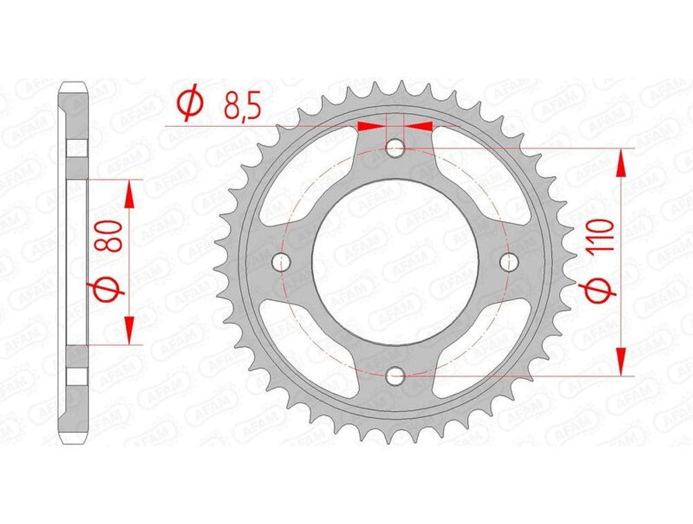 SP 1074341001 AFAM Standard Stahlritzel hinten 10235 - 428 passend fuer HONDA CBF 125