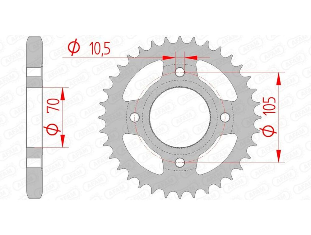 SP 1074351002 AFAM Standard Stahlritzel hinten 10401 - 530 passend fuer HONDA CB 350