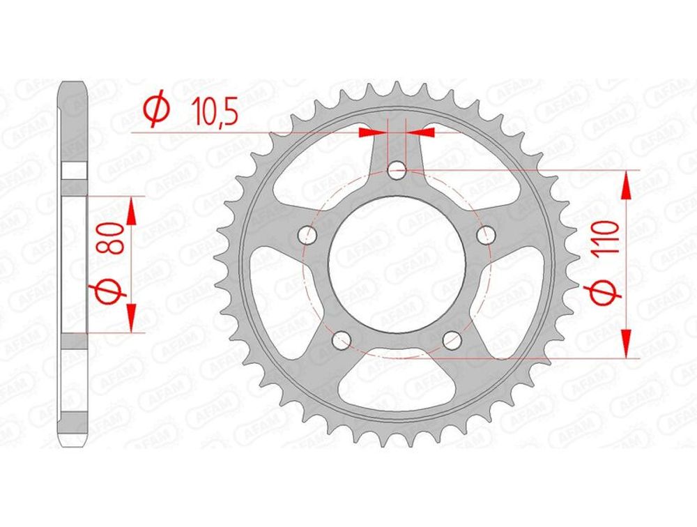 SP 1074361001 AFAM Standard Stahlritzel hinten 10504 - 525 passend fuer HONDA VT 600 C SHADOW