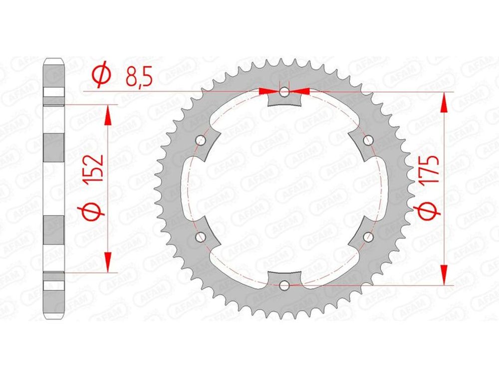 SP 1074414003 AFAM Standard Stahlritzel hinten 12207 - 428 passend fuer YAMAHA DT 125