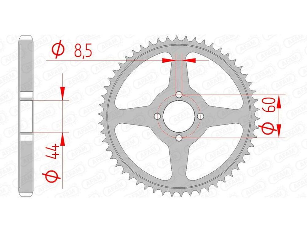 SP 1074419002 AFAM Standard Stahlritzel hinten 12222 - 428 passend fuer YAMAHA TT-R 125