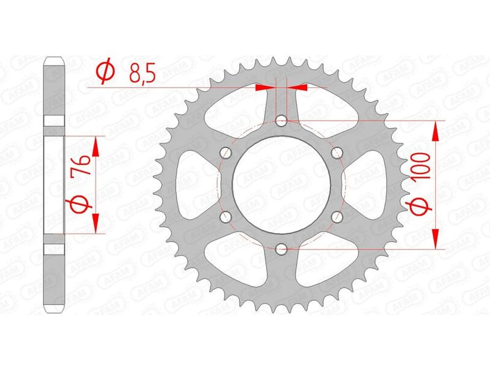 SP 1074422002 AFAM Standard Stahlritzel hinten 12227 - 428 passend fuer YAMAHA YZF-R125
