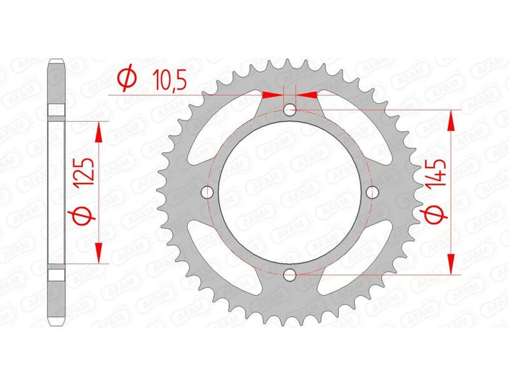SP 1074444004 AFAM Standard Stahlritzel hinten 12505 - 520 passend fuer YAMAHA XT 600