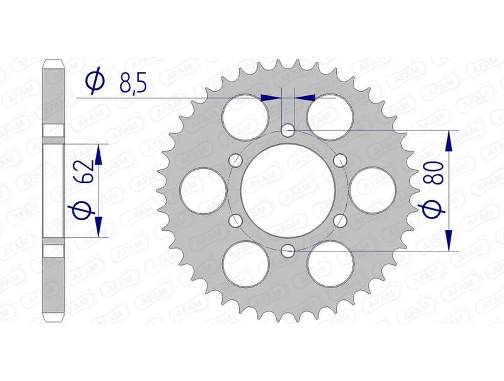 SP 1074466001 AFAM Ultraleichtes harteloxiertes Aluminiumritzel hinten 13208 - 428 passend fuer YAMAHA TY 125