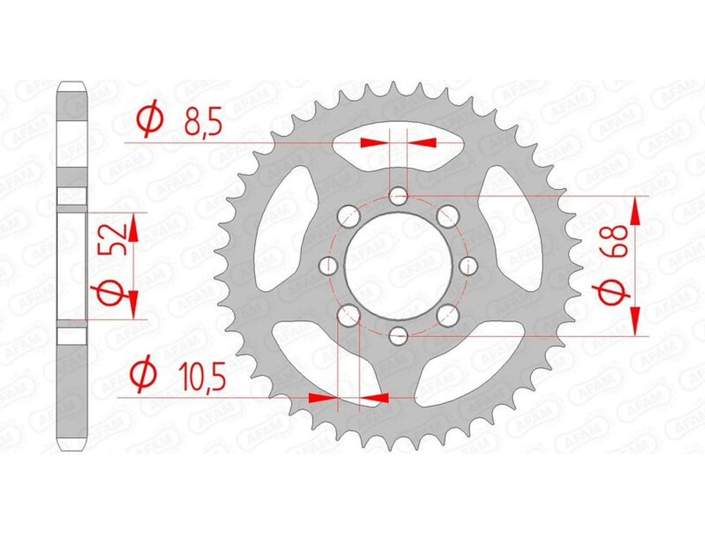 SP 1074483003 AFAM Standard Stahlritzel hinten 14101 - 428 passend fuer SUZUKI DS 80