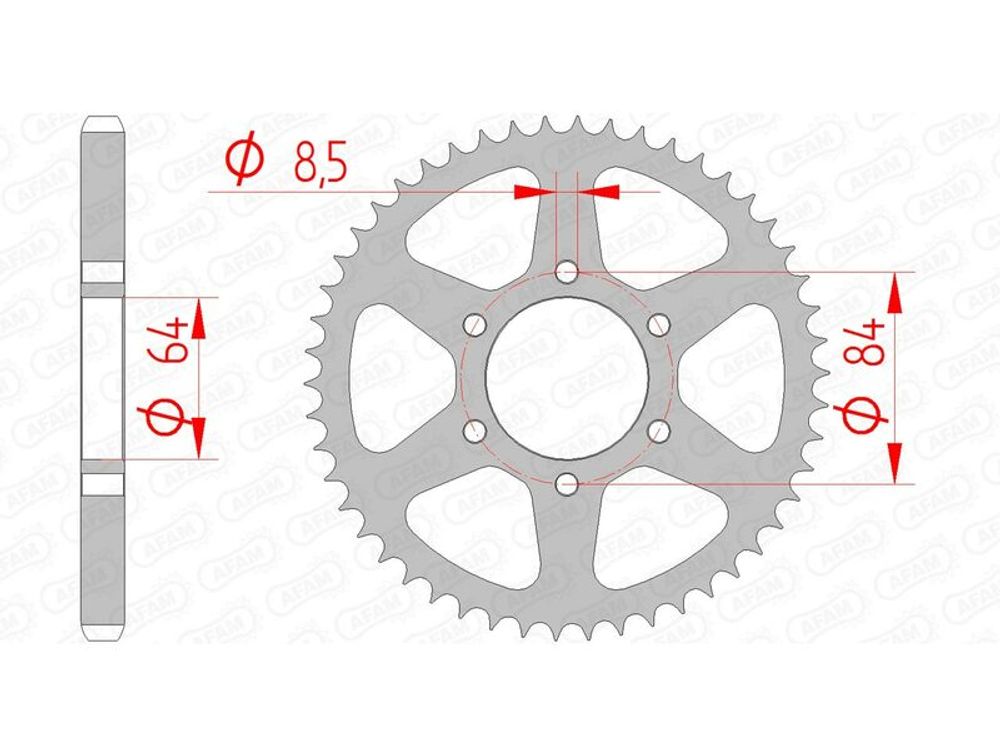 SP 1074488002 AFAM Standard Stahlritzel hinten 14200 - 428 passend fuer SUZUKI TS 125