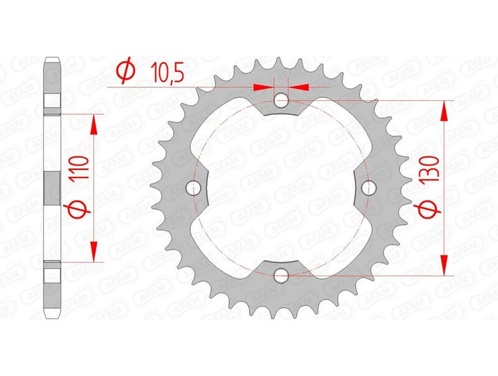 SP 1074569004 AFAM Standard Stahlritzel hinten 16406 - 520 passend fuer KAWASAKI KFX 450