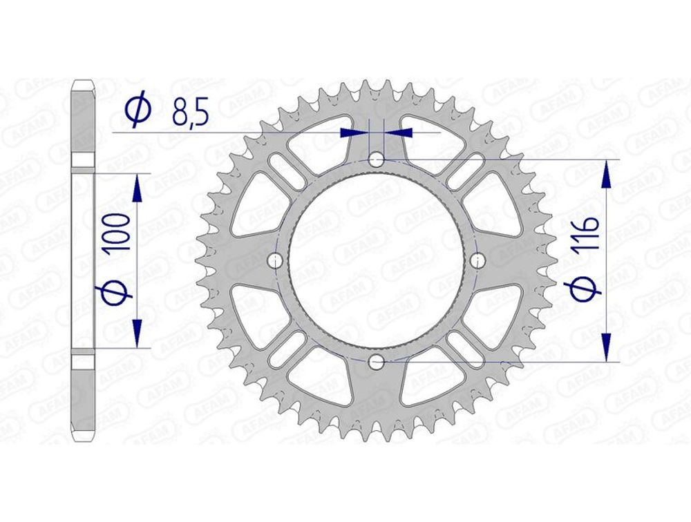 SP 1074595005 AFAM Ultraleichtes selbstreinigendes Aluminiumritzel hinten 17104420 passend fuer KAWASAKI KX 85