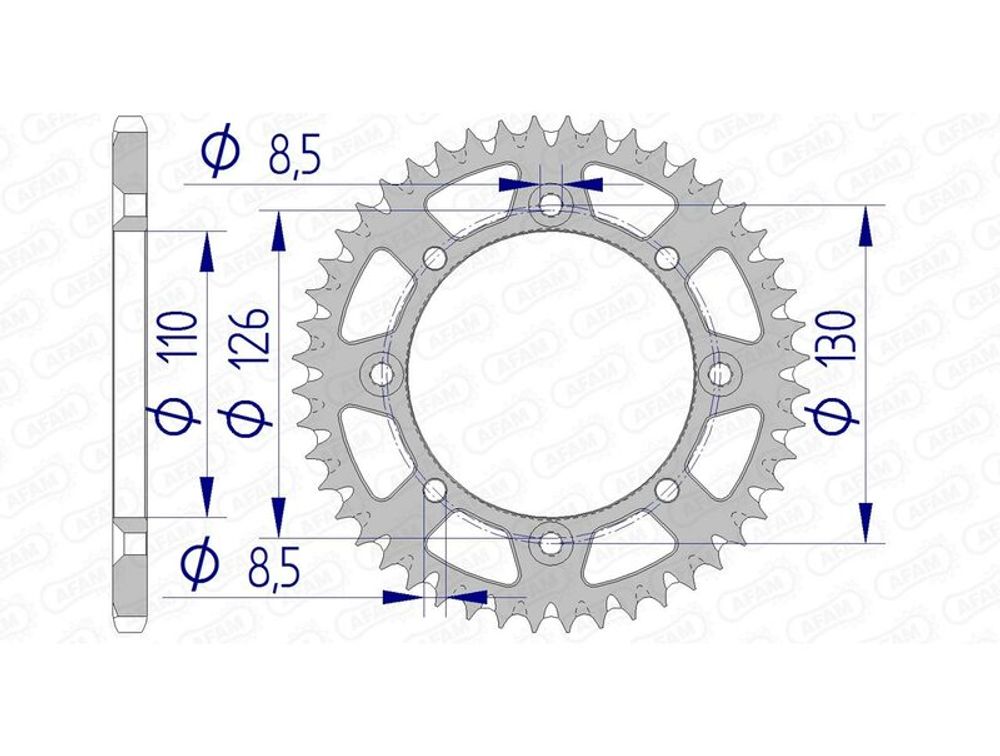 SP 1074598002 AFAM Ultraleichtes selbstreinigendes Aluminiumritzel hinten 17107420 passend fuer KAWASAKI KX 65