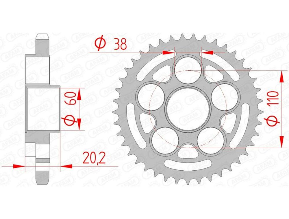 SP 1074678002 AFAM Standard Stahlritzel hinten 50800 - 525 passend fuer DUCATI 1100 HYPERMOTARD