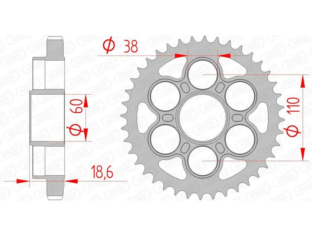 SP 1074684001 AFAM Standard Stahlritzel hinten 50900 - 530 passend fuer DUCATI 1200 MULTISTRADA