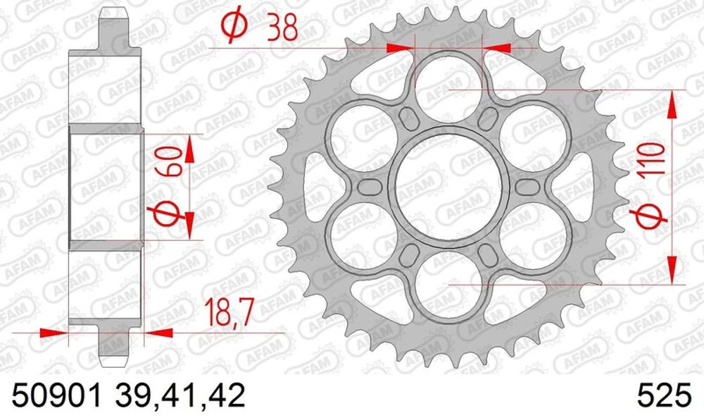 SP 1074685001 AFAM Standard Stahlritzel hinten 50901 - 525 passend fuer DUCATI 1200 MONSTER