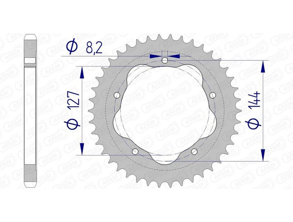 SP 1074691004 AFAM Aluminium Kettenrad hinten 51608 - 525 - Benötigt einen AFAM-Kronenhalter passend fuer DUCATI 848