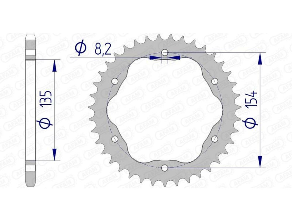 SP 1074696007 AFAM Aluminium Kettenrad hinten 51804 - 520 - Benötigt einen AFAM-Kronenhalter passend fuer DUCATI PANIGALE V4