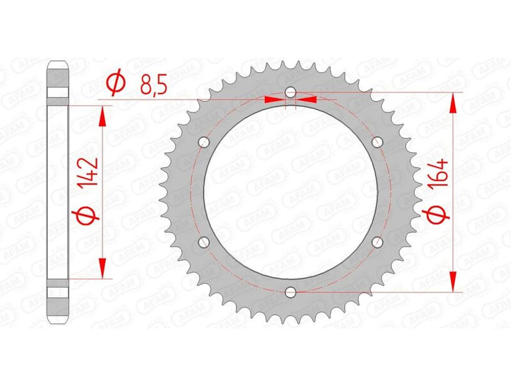 SP 1074713001 AFAM Standard Stahlritzel hinten 65200 - 428 passend fuer HYOSUNG GTR 125