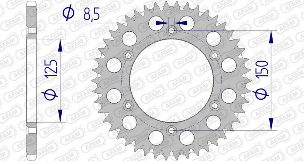 SP 1074735002 AFAM Ultraleichtes selbstreinigendes Aluminiumritzel hinten 72304 - 520 passend fuer KTM 300 EXC