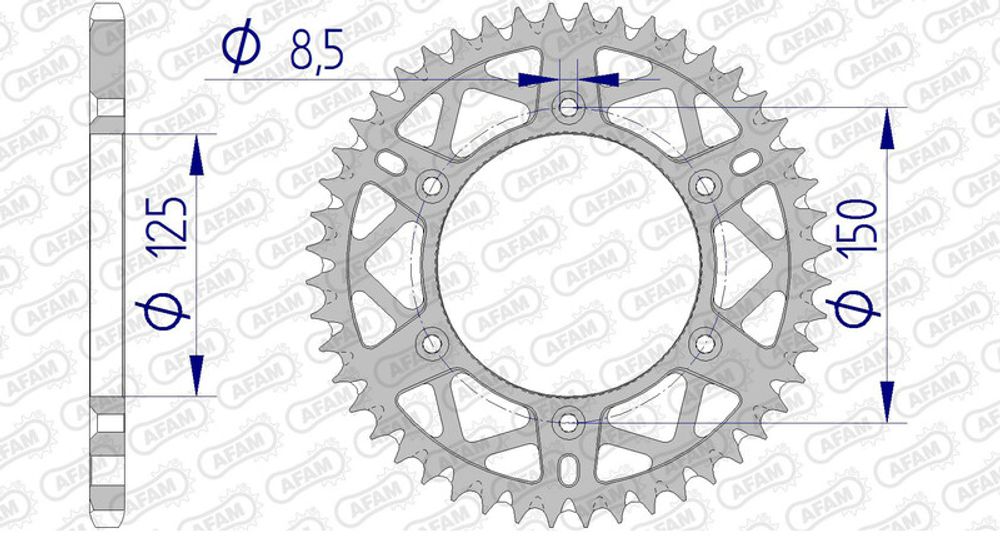 SP 1074735007 AFAM Ultraleichtes selbstreinigendes Aluminiumritzel hinten 72304 - 520 passend fuer KTM 525 EXC RACING