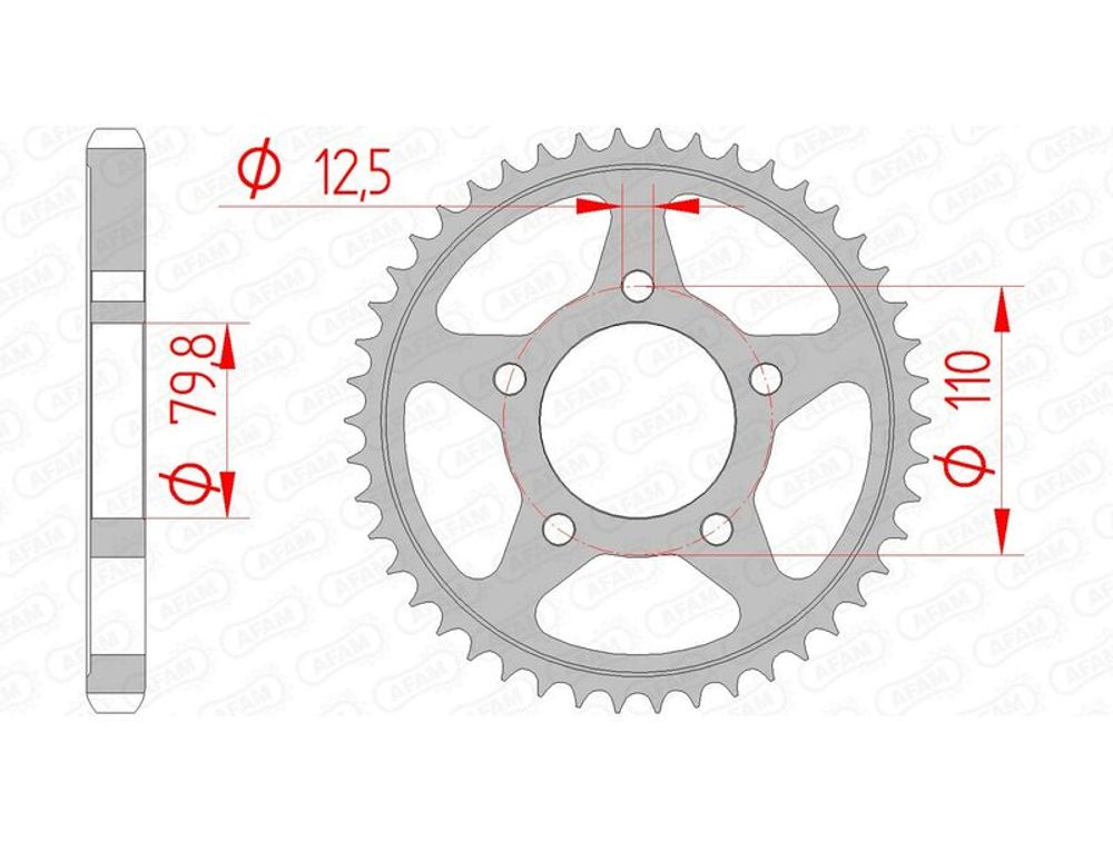 SP 1074756002 AFAM Standard Stahlritzel hinten 86600 - 530 passend fuer TRIUMPH ADVENTURER 900