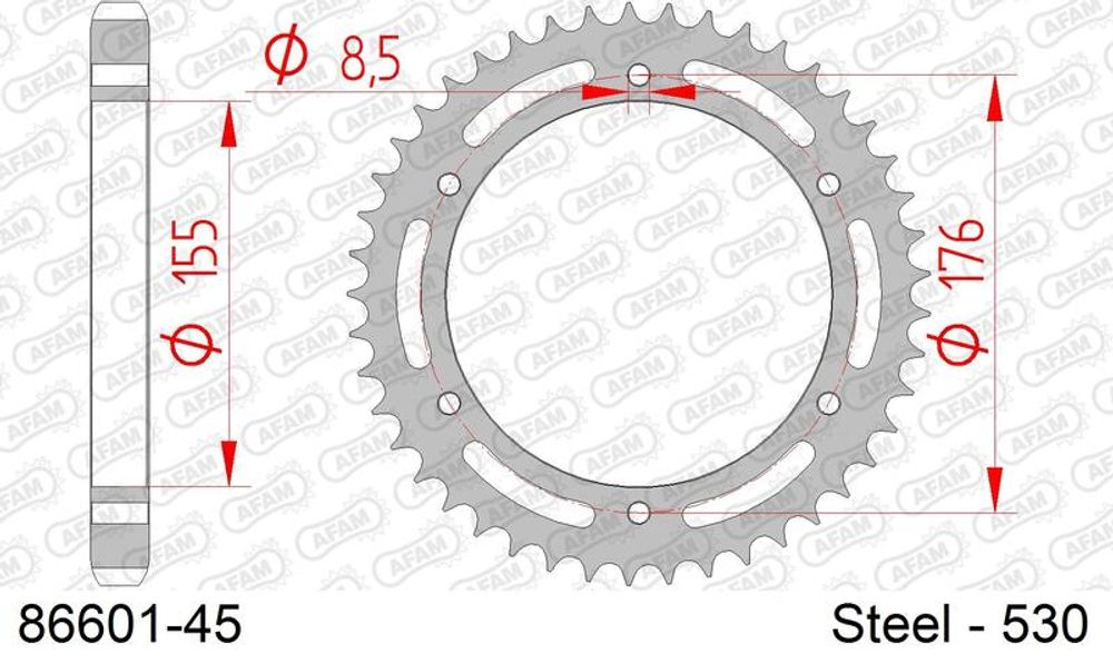 SP 1074757003 AFAM Standard Stahlritzel hinten 86601 - 530 passend fuer TRIUMPH SPEED TRIPLE 1050