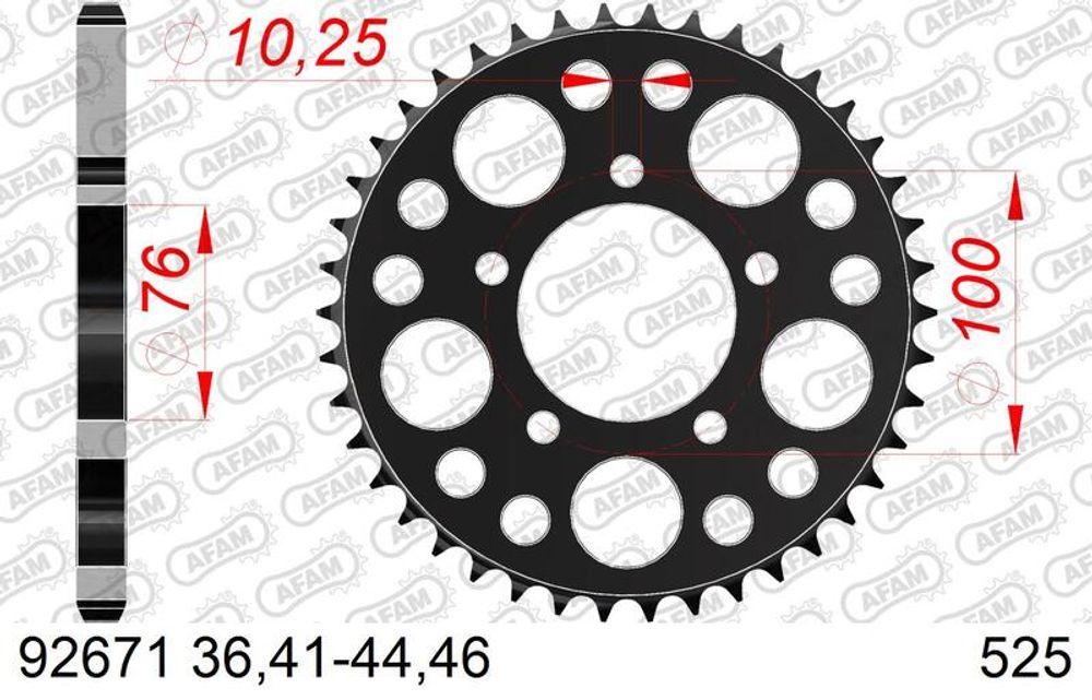 SP 1074794005 AFAM Standard Kettenrad Stahl hinten 92671 - 525 passend fuer BENELLI IMPERIALE 400