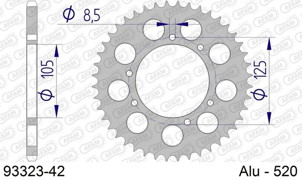 SP 1074811001 AFAM Aluminiumritzel hinten 93323 - 520 passend fuer GAS GAS PAMPERA 250