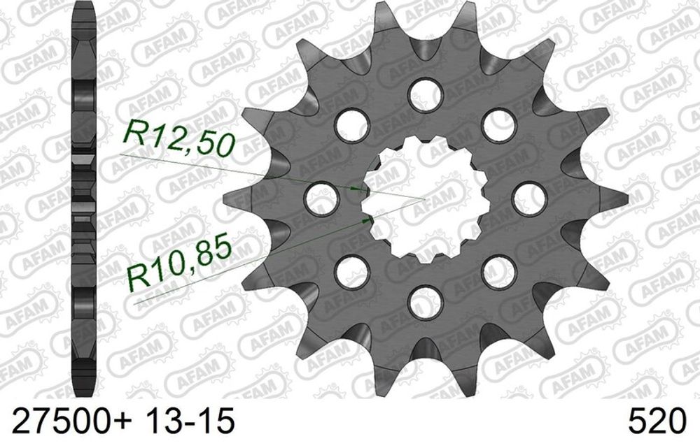 SP 1076561002 AFAM Selbstreinigendes Stahlritzel vorne 27500 - 520 passend fuer KAWASAKI KLX 450