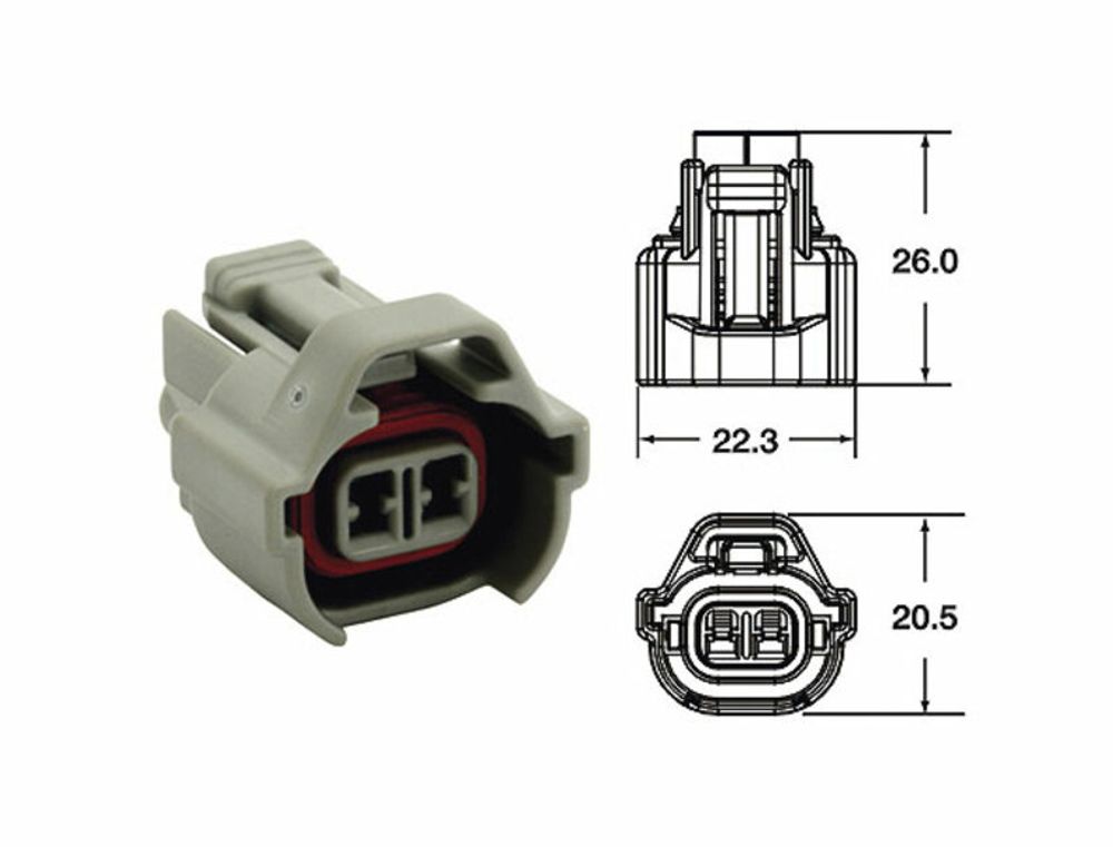 SP 1079692 BIHR Steckverbinder weiblich Modell 090 SMTO OE 2-polig grau - 5 Stück passend fuer Grau