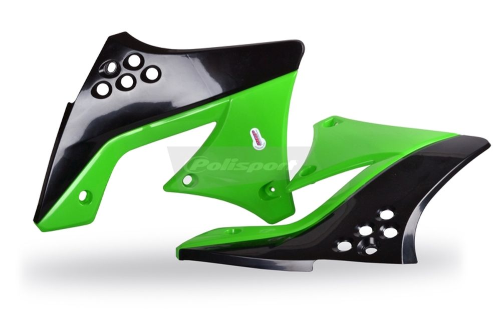 SP 1086276001 POLISPORT Kühlerspoiler seitlich KX250F 09-12 Schwarz/Grün passend fuer KAWASAKI KX 250 F OEM