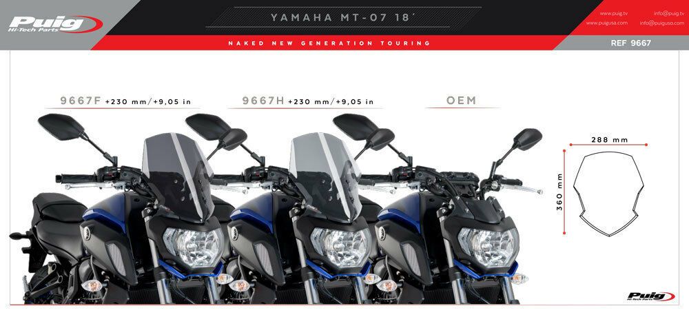 PUIG 9667H New Generation Touring passend fuer YAMAHA MT-07 Getönt