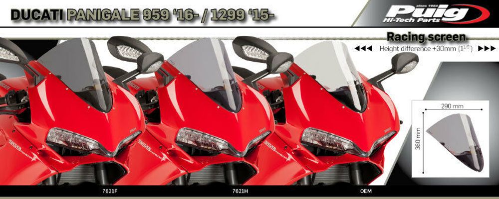PUIG 7621H R-Racer Scheibe passend fuer DUCATI 1299 PANIGALE Getönt