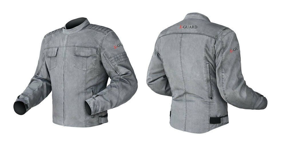 X-Guard Raid (Men) - Motorradjacke im Vintage Look - grau, Groesse XL