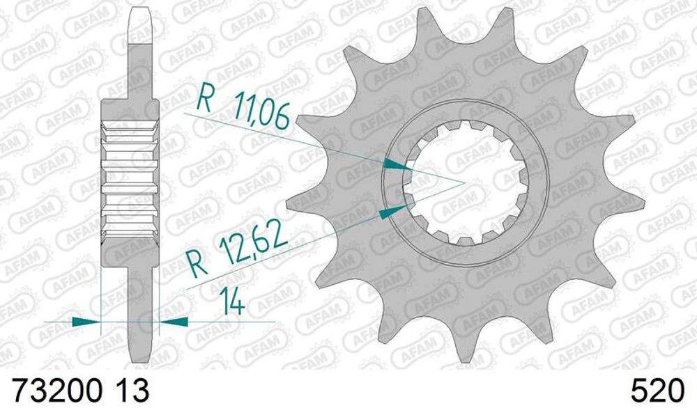 SP 1108790001 AFAM Steel Standard Front Sprocket 73200-520 passend fuer KTM 125 GS