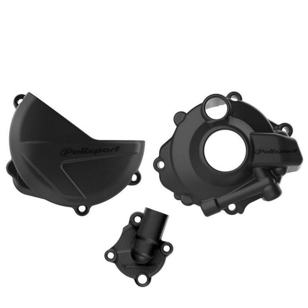 SP 1119654001 POLISPORT Kupplungs-, Zündungs- und Wasserpumpendeckelschutz Set - Honda CRF 250 R (18-22) passend fuer HONDA CRF 250 R Schwarz