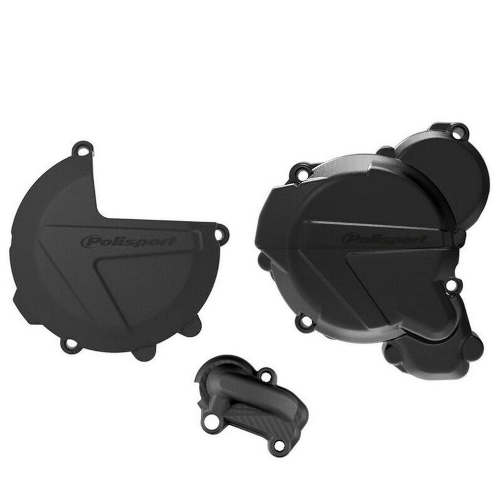 SP 1119660001 POLISPORT Kupplungs-, Zündungs- und Wasserpumpendeckelschutz Set - KTM 250 / 300 EXC / XC-W (17-22) passend fuer KTM 250 EXC Schwarz