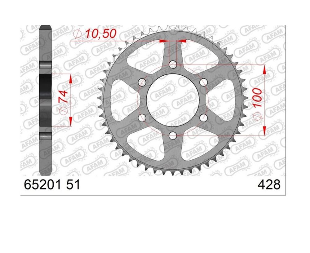 SP 1121475001 AFAM Stahl Kettenrad hinten 65201 - 428 passend fuer