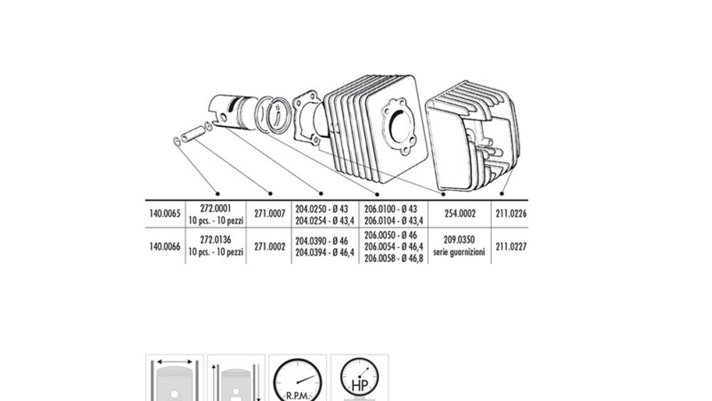 SP 1125885 POLINI Zylinder-Kit Ciao ?43mm passend fuer PIAGGIO CIAO 50