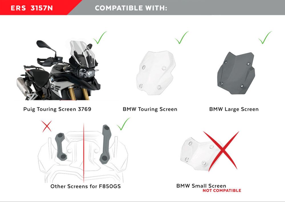 PUIG 3157N E.R.S. (Elektronisches Regulierungsystem für Scheiben) passend fuer BMW F850GS Schwarz