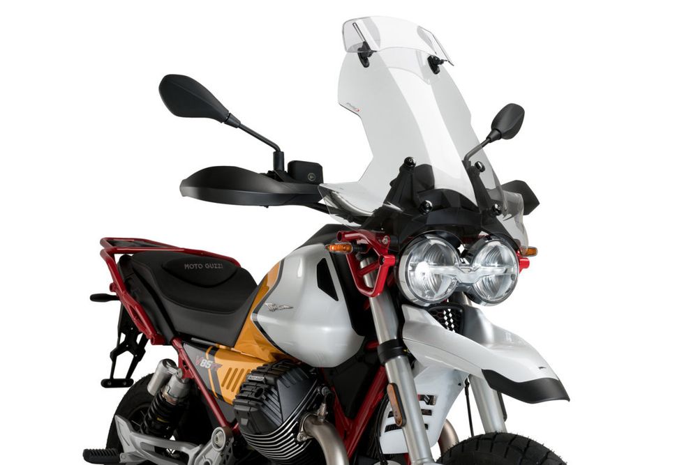 PUIG 21442W Tourenscheibe mit Spoilerscheibe passend fuer MOTO GUZZI V85TT 850 Transparent