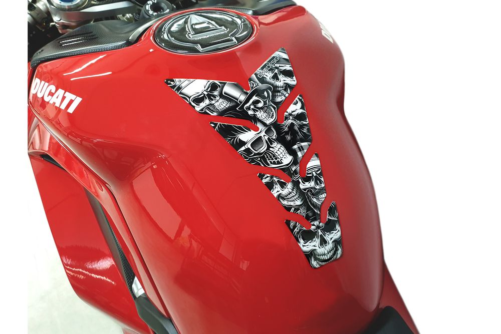 PUIG 20594N Tankschutz Skull Party Schwarz & Weiss passend fuer HONDA NT650V DEAUVILLE Schwarz
