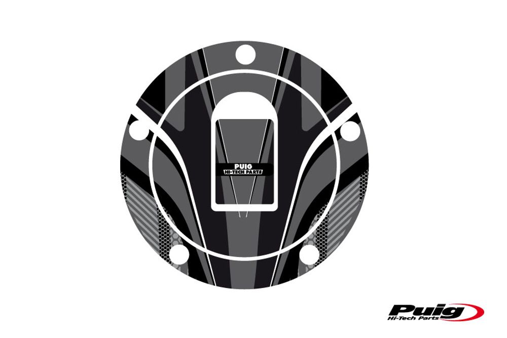 PUIG 6310U Tankdeckelabdeckungen Radikal passend fuer KAWASAKI KLE500 Grau