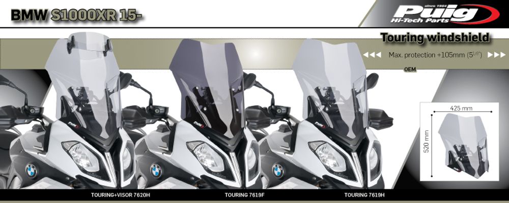 PUIG 7620H Tourenscheibe mit Spoilerscheibe passend fuer BMW S1000 XR Getönt