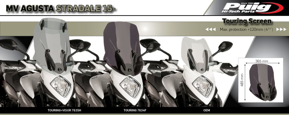 PUIG 7634F Tourenscheibe passend fuer MV AGUSTA STRADALE 800 Stark getönt