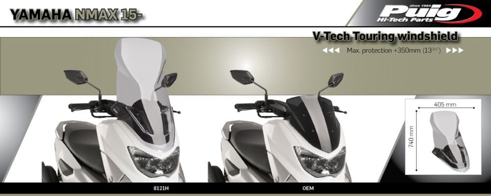 PUIG 8121H Windschutzscheibe V-Tech Line Touring passend fuer YAMAHA NMAX 125 Getönt