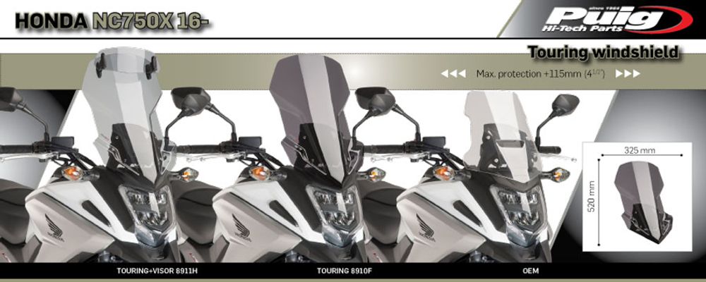 PUIG 8911H Tourenscheibe mit Spoilerscheibe passend fuer HONDA NC750X Getönt