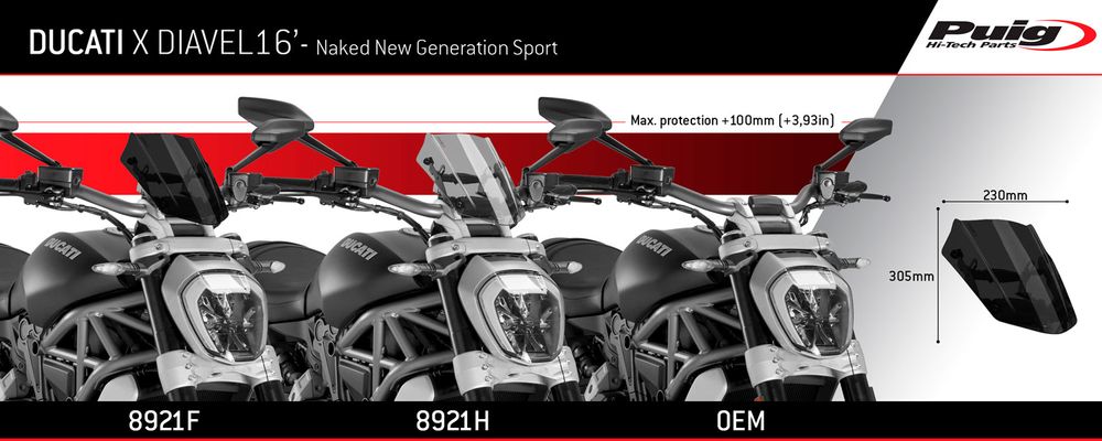 PUIG 8921N New Generation Verstellbare passend fuer DUCATI X DIAVEL Schwarz