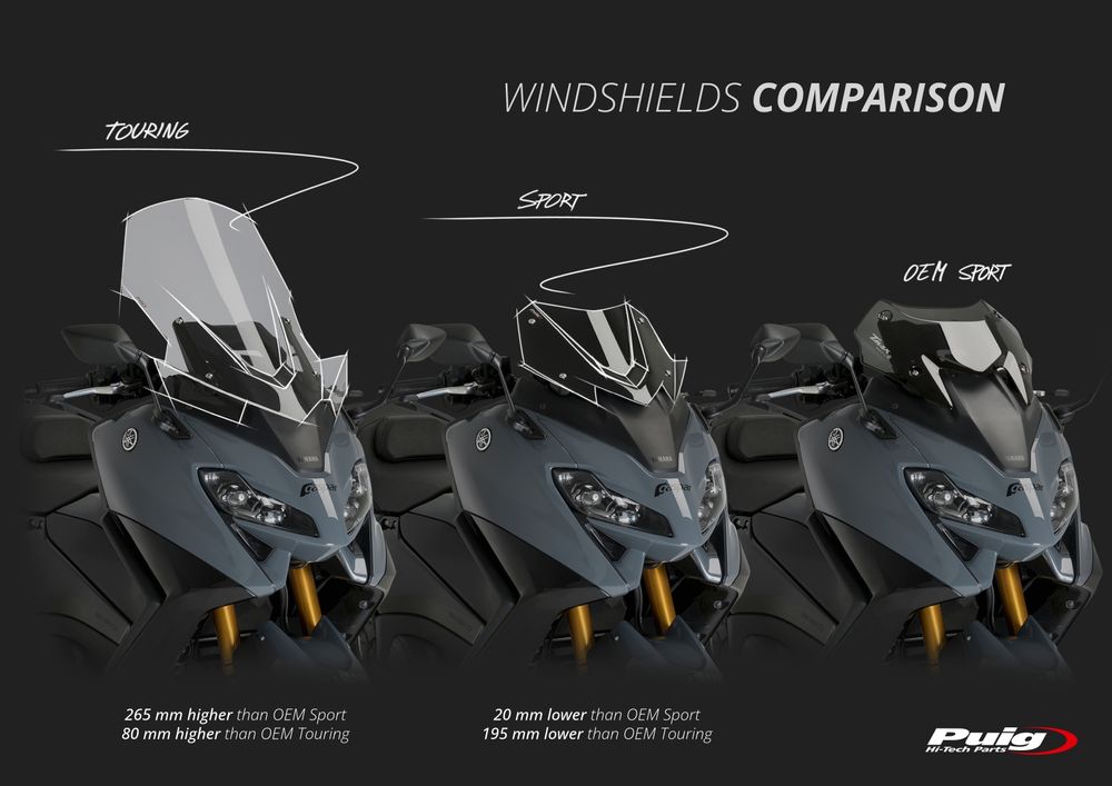 PUIG 21269F Windschutzscheibe V-Tech Line Sport passend fuer YAMAHA T-MAX 560 TECH MAX Stark getönt